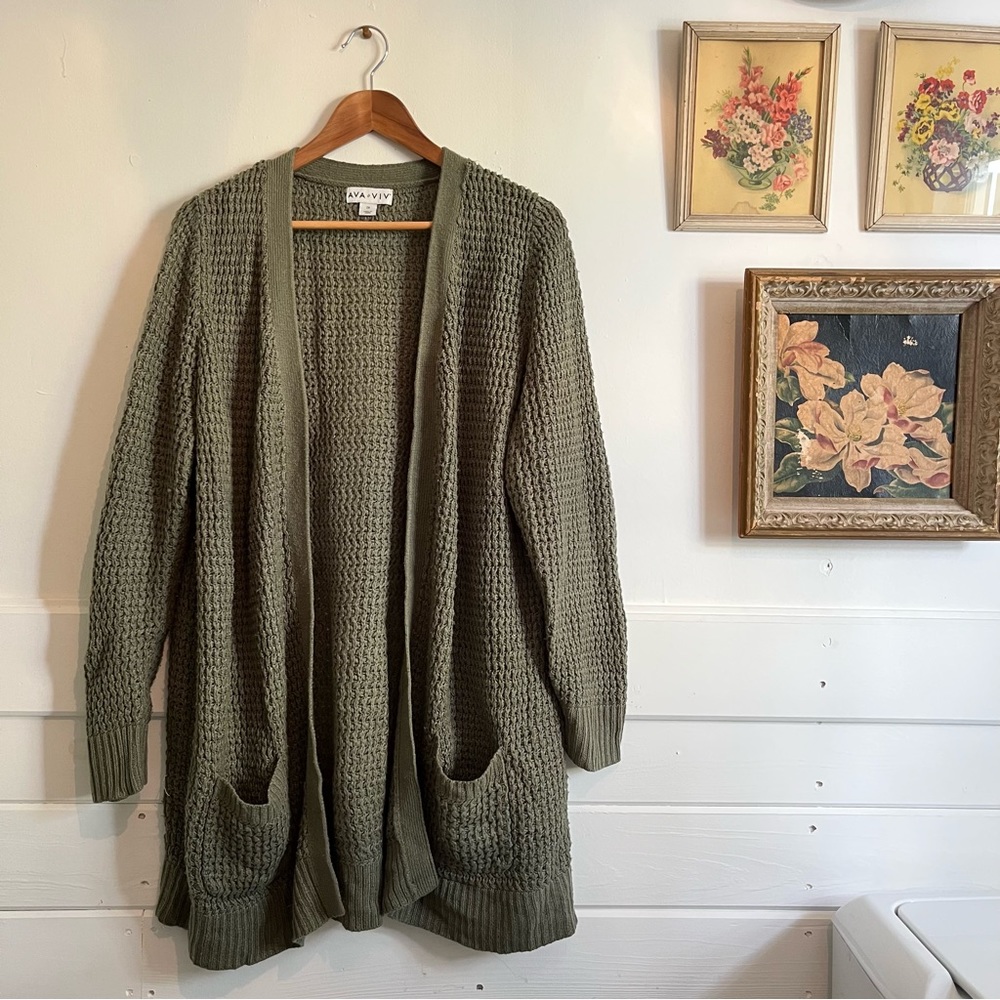 AVA VIV Olive Green Cardigan